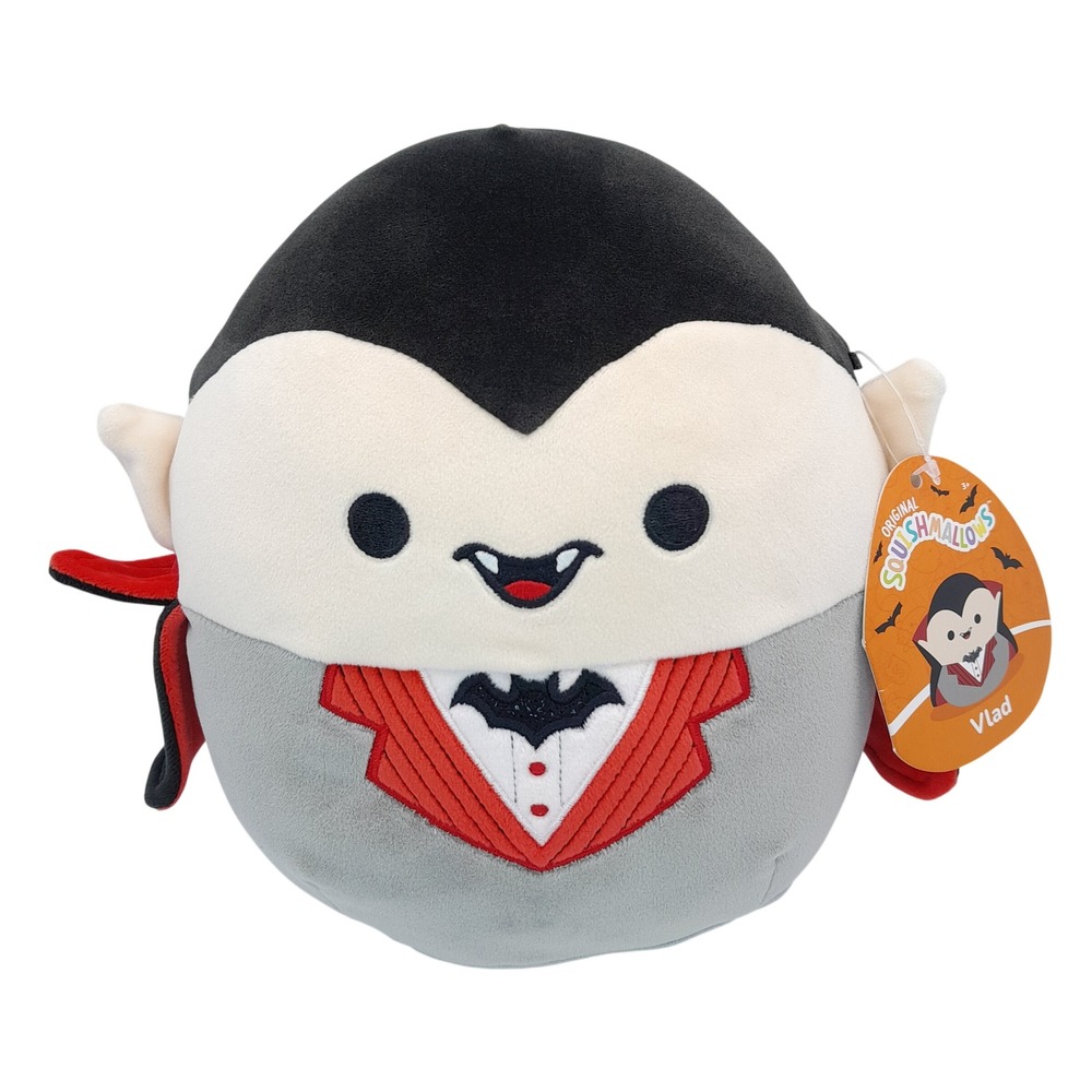 Squishmallows Vlad the Vampire 8 Inch Halloween Plush Grey Red Black Stuffed Toy